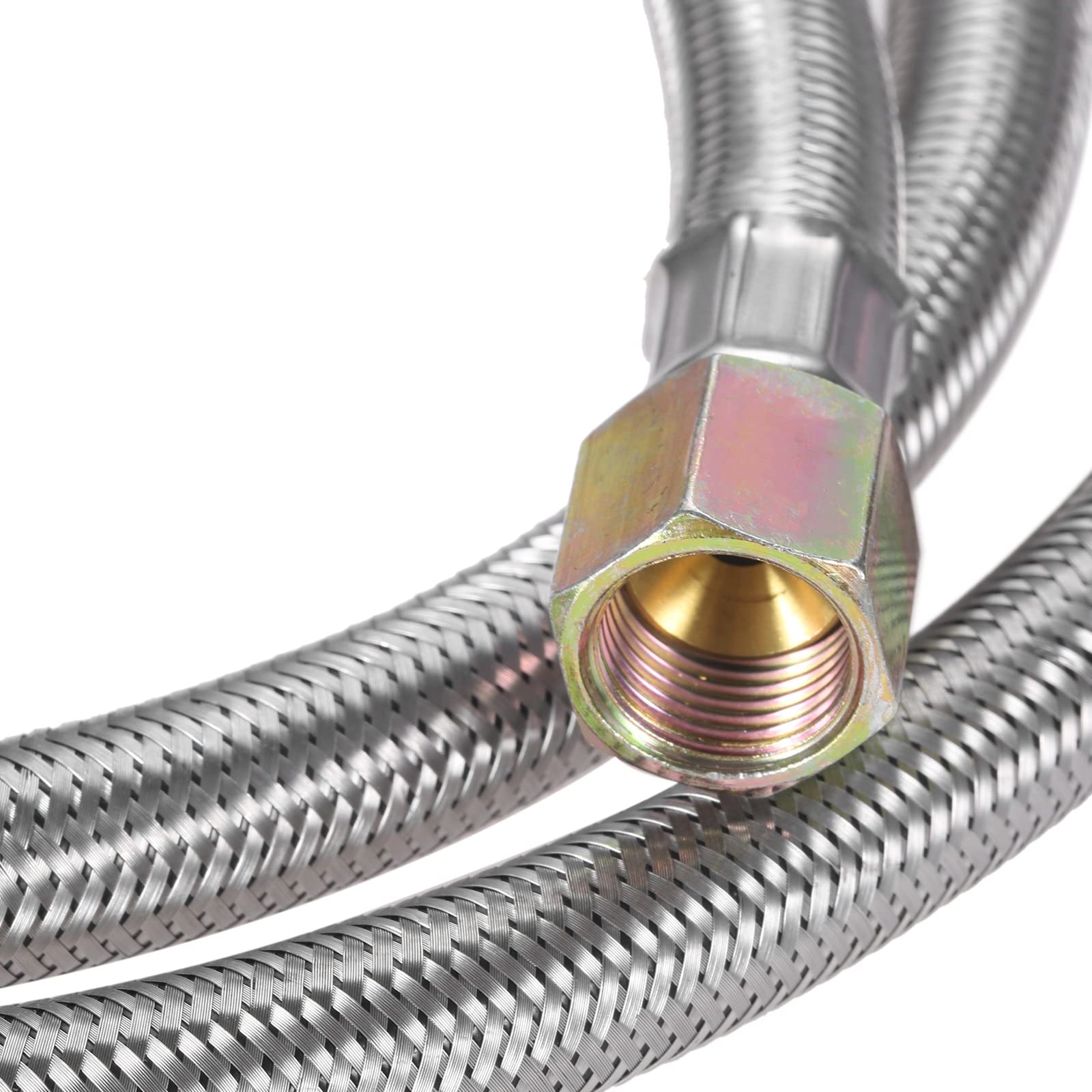 NOBRIM Propanregler und Schlauchanschluss-Set, 1,52 m Langer, geflochtener Propanreglerschlauch aus Edelstahl mit Manometer für Gasgrill-Terrassenbrenner