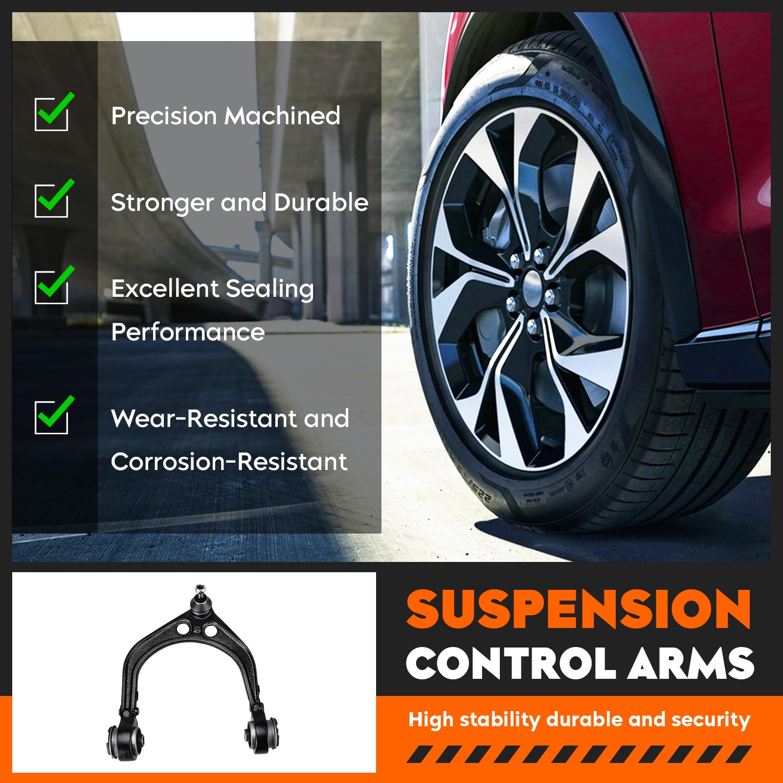 16-Piece Front Control Arm & Suspension Kit For Chrysler 300, Dodge Charger/Challenger/Magnum (2005-2010 RWD) - Includes Ball Joints, Tie Rods, Sway Bar Links