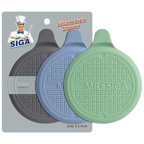 MR.SIGA Abflussstöpsel Silikon für Dusche Badewanne Abflussstopfen Waschbecken Spülbecken Badewannenstöpsel mit Saugnapf, 3er-Pack - Grün, Blau, Grau