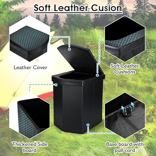 Miniatura 3 de Inodoro portátil para adultos, inodoro portátil XL para campamento, inodoro de campamento de 16.5 pulgadas con tapa, inodoro de campamento con