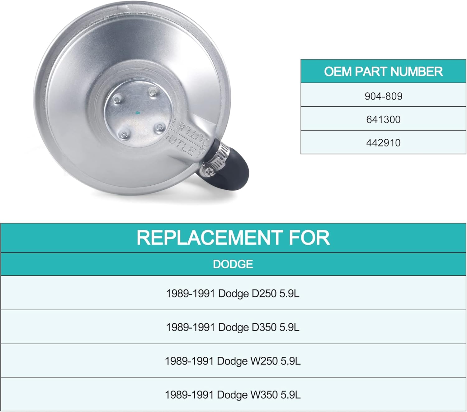 904-809 Mechanical Vacuum Pump ‎641300 4429103 OE Replacement for 1989-1991 Dodge D250 D350 W250 W350 5.9L Engine