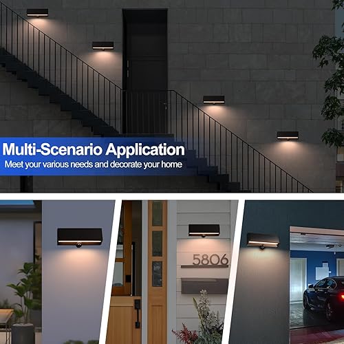 Miniatura 7 de FUDESY Lámpara solar LED de pared para exteriores, sensor de movimiento del atardecer al amanecer, lámpara solar con 3 modos de iluminación, lámpara