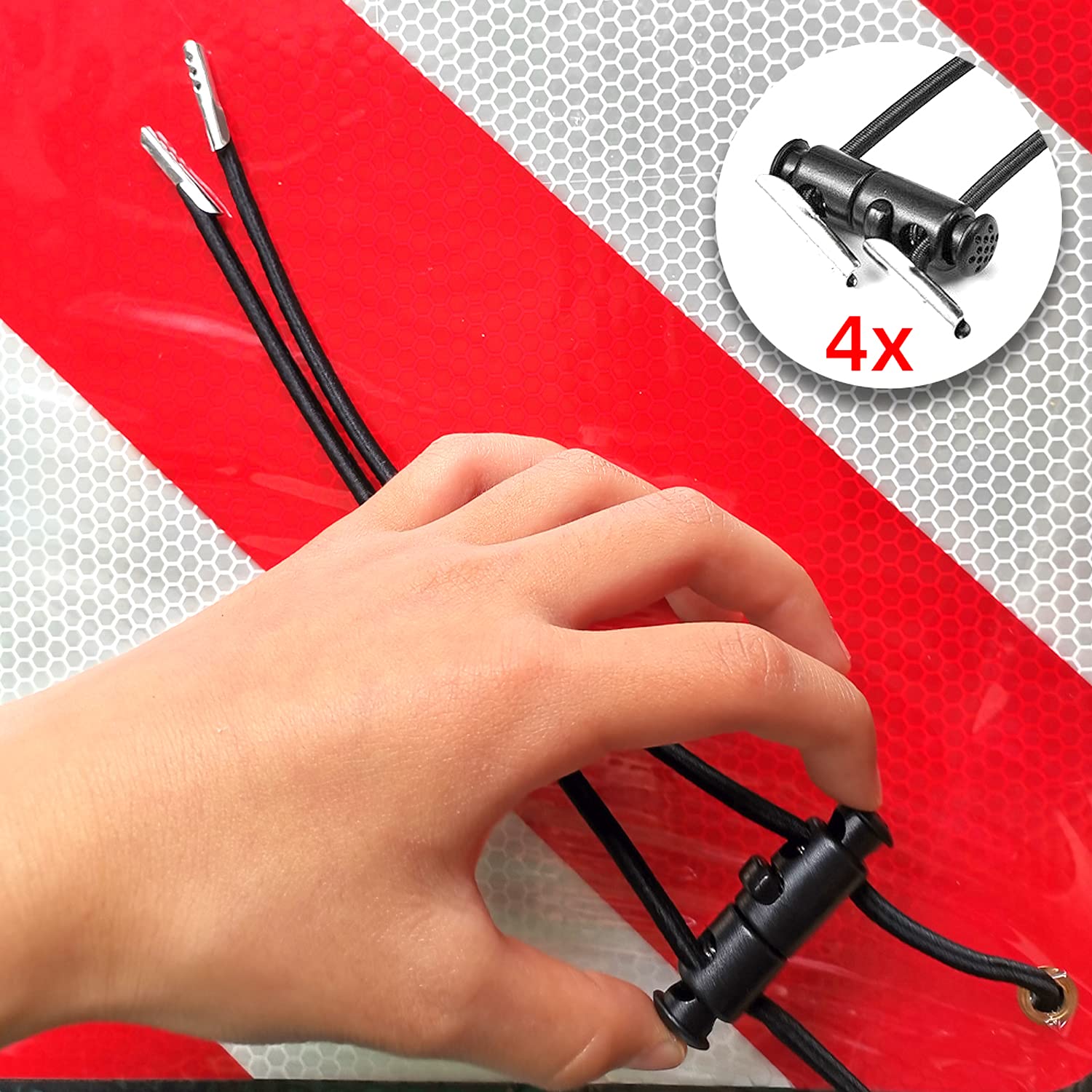 Cartel reflectante 2 en 1 de aluminio, Placa Señalizacion Portabicis, con 4 correas tensoras para portabicicletas trasero, autocaravana, 50 x 50 cm