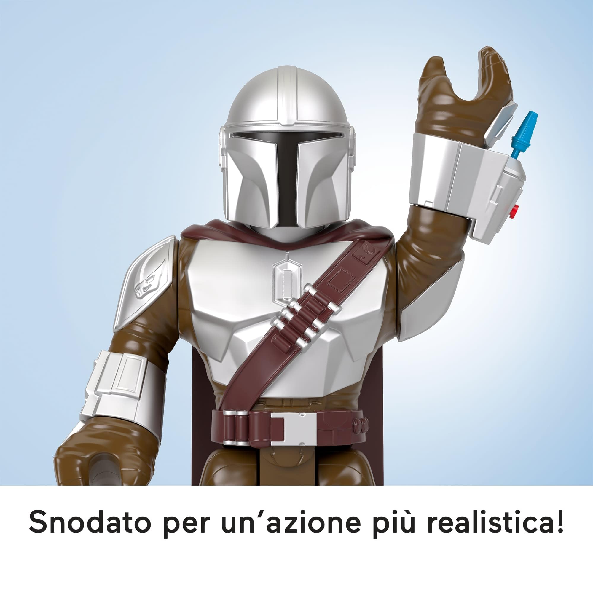 Fisher-Price Imaginext STAR WARS The Mandalorian XXL action figure giocattolo, personaggio snodabile alto oltre 40,6 cm con lanciatore per bambini e bambine dai 3 anni in su, HXT20