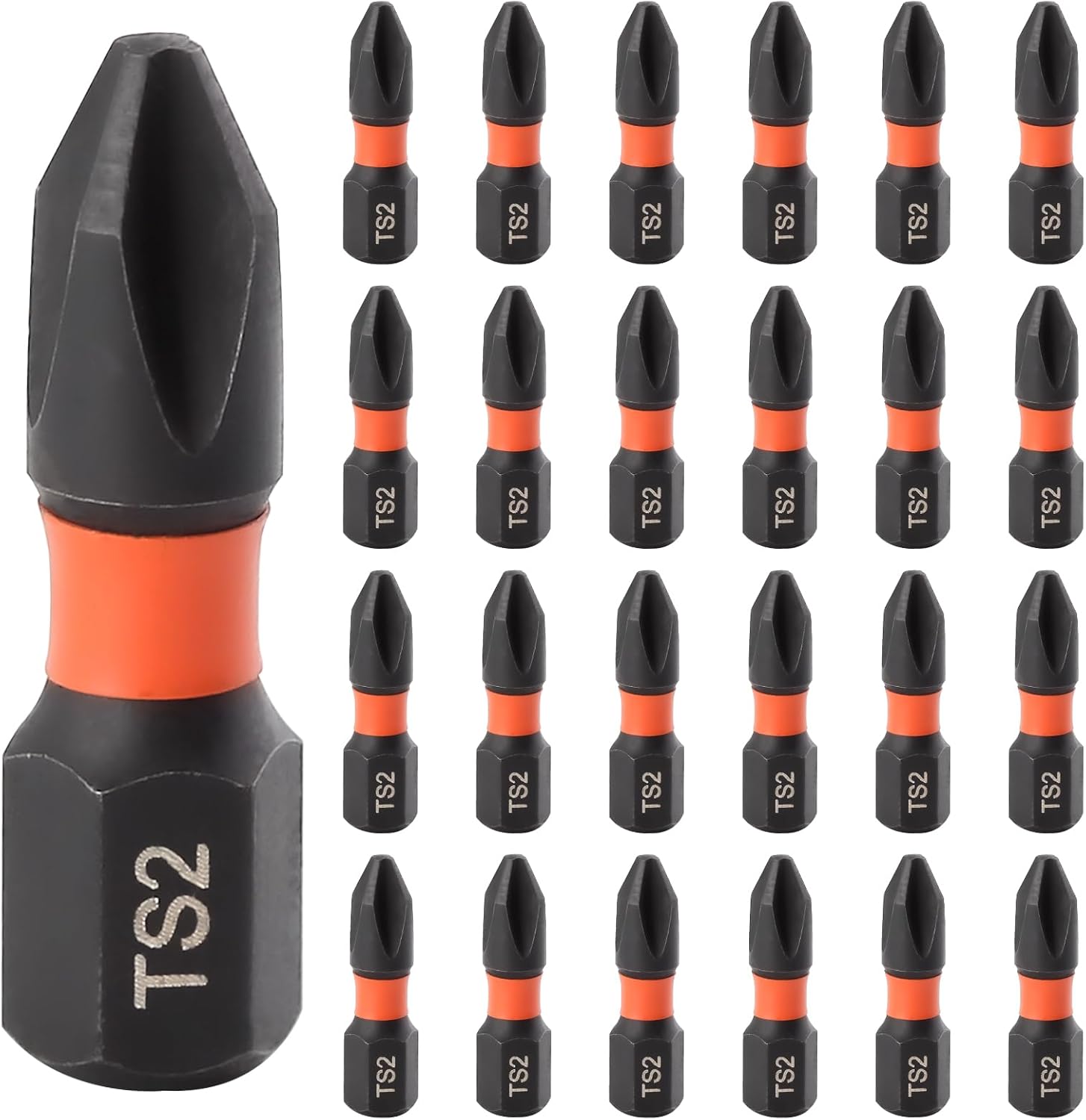 1 Inch Impact Magnetic Phillips Bit 25 Pcs Impact Tough Phillips Power Bit S2 Steel Anti-Slip Cross Phillips Drive Bit Impact Driver Bit Set Screwdriver Power Bits 1/4" Hex Shank Insert Bits