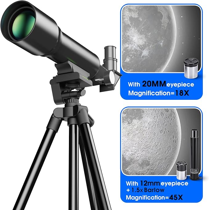 Telescopio Astronómico Refractor 50mm 360mm con Tripié Blanco miniatura 2