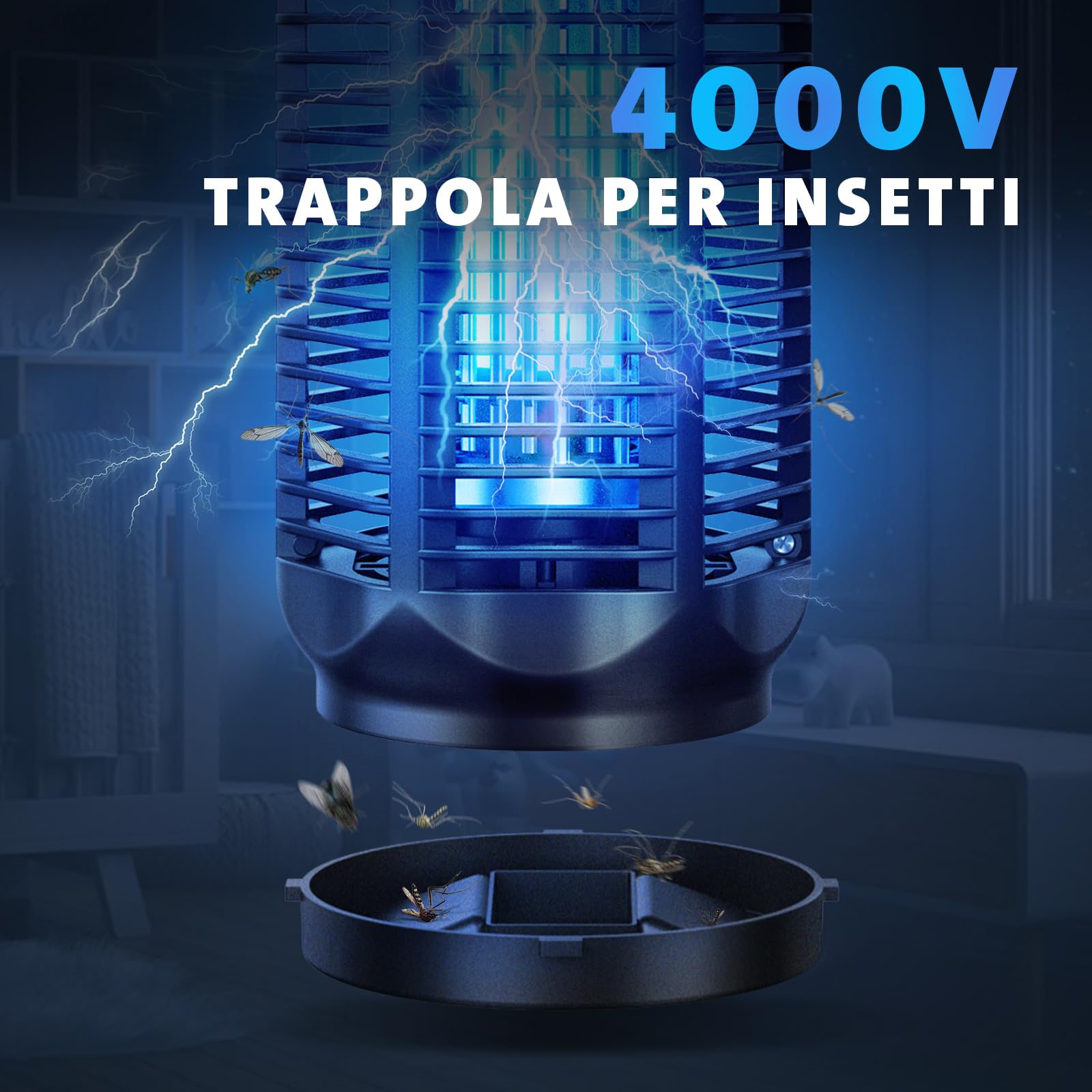 Lampada Antizanzare Elettrica, Zanzariera 20W UV Anti Trappola, Zanzare Elettrica Anti Insetti per Giardino Interno Esterno, Impermeabile IPX4, con 1 Spazzole Pulit