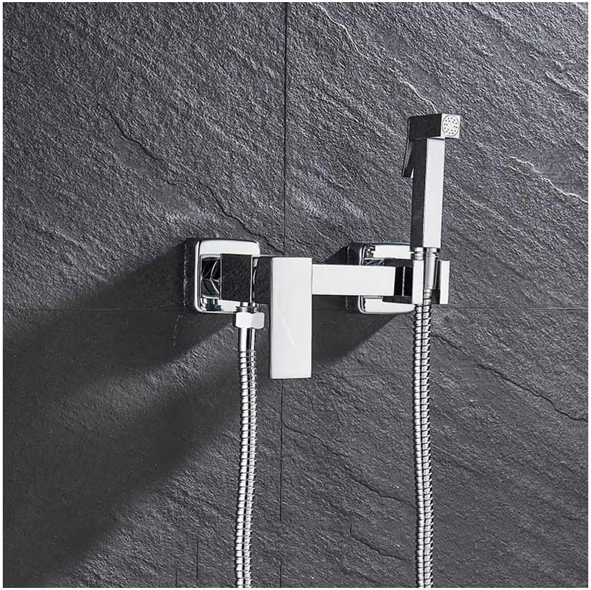 Bidet Sprayer with Cold and Hot Water Brass Portable Cloth Diaper Washer Shower Sprayer Set Wall Mounted Bathroom Shower Bidet Tap for Personal Hygiene,Antique A-Chrome D