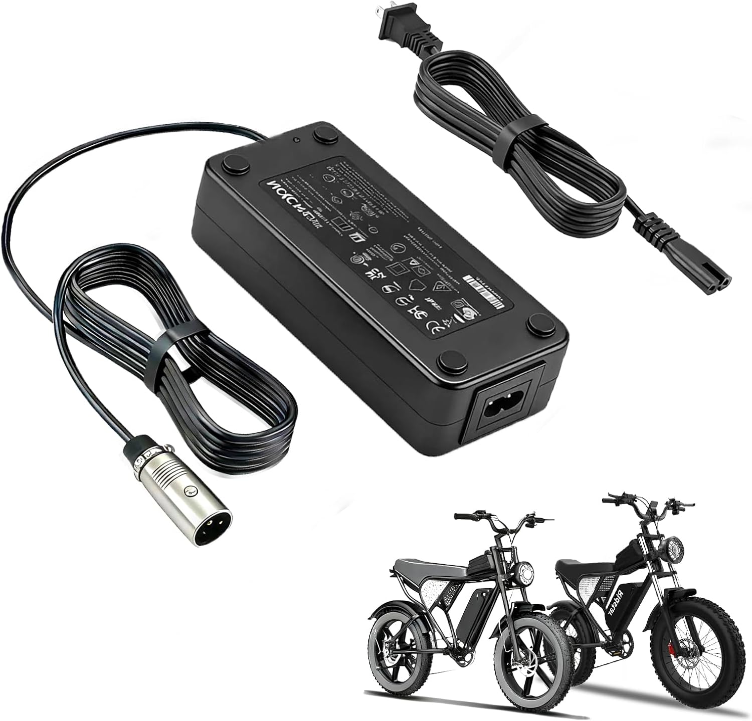 54.6V 3A for Q20 Ridstar Fast Battery Charger for 48V Lithium Battery 3-Pin Compatible with Q20 Ridstar Power Adapter, Universal with 100-240V Input OVP OCP SCP Protections Waterproof and Portable