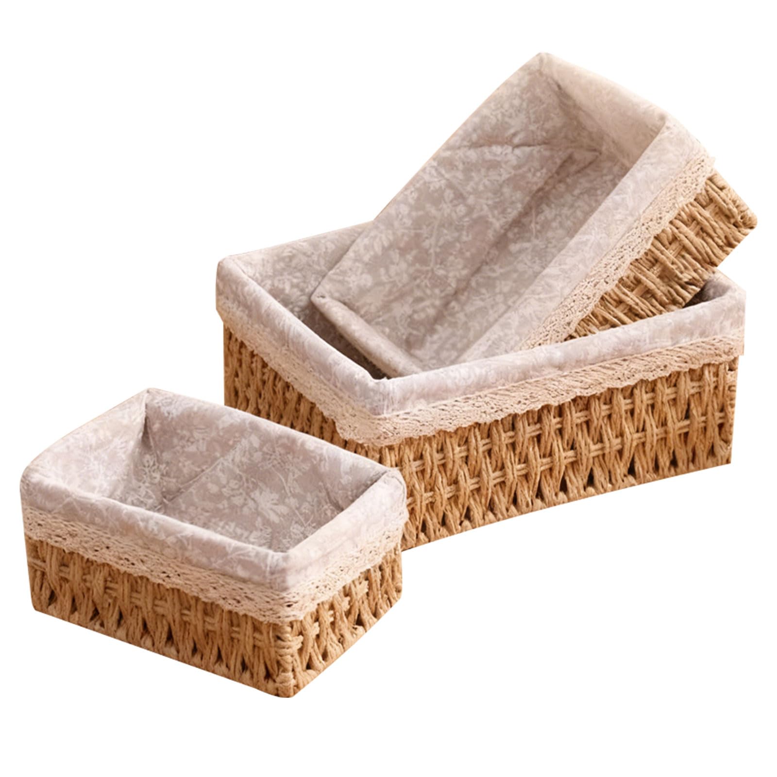 Panier tressé rangement empilable lot de 3 paniers jaunes pour petits espaces