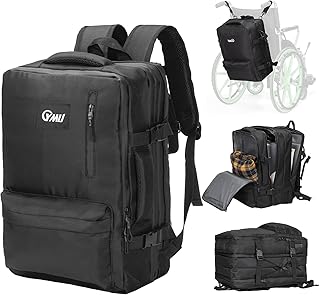 34L Large Wheelchair Bags to Hang on Back, Wheelchair Backpack Luggage for Travel Long Trip, Storage Bag for Electric Wheelchair Water-resistant Universal fit Wheelchair Walker Stroller