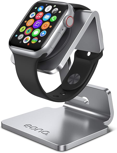 Amazon Brand - Eono Stand for Apple Watch Holder, iWatch 8 Charging Stand Desk Charging Dock Station Designed for Apple Watch Ultra Series 8/7/6/SE/5/4/3/2/1 (40mm/44mm/41mm/45mm) No Charger - Silver
