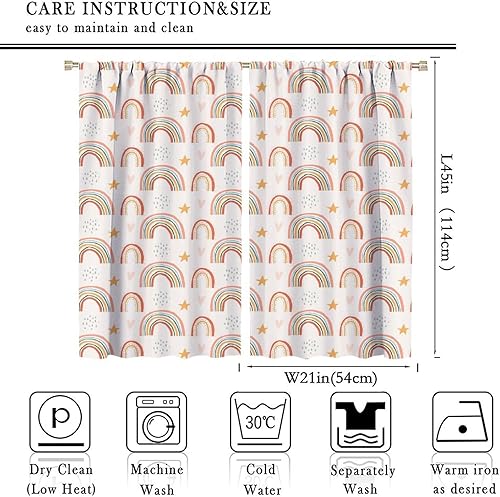Miniatura 2 de Cortinas de acuarela arcoíris con bolsillo para cortinero, lindas y divertidas cortinas de ventana para el hogar de niños y niñas, 42 x 45 pulgadas