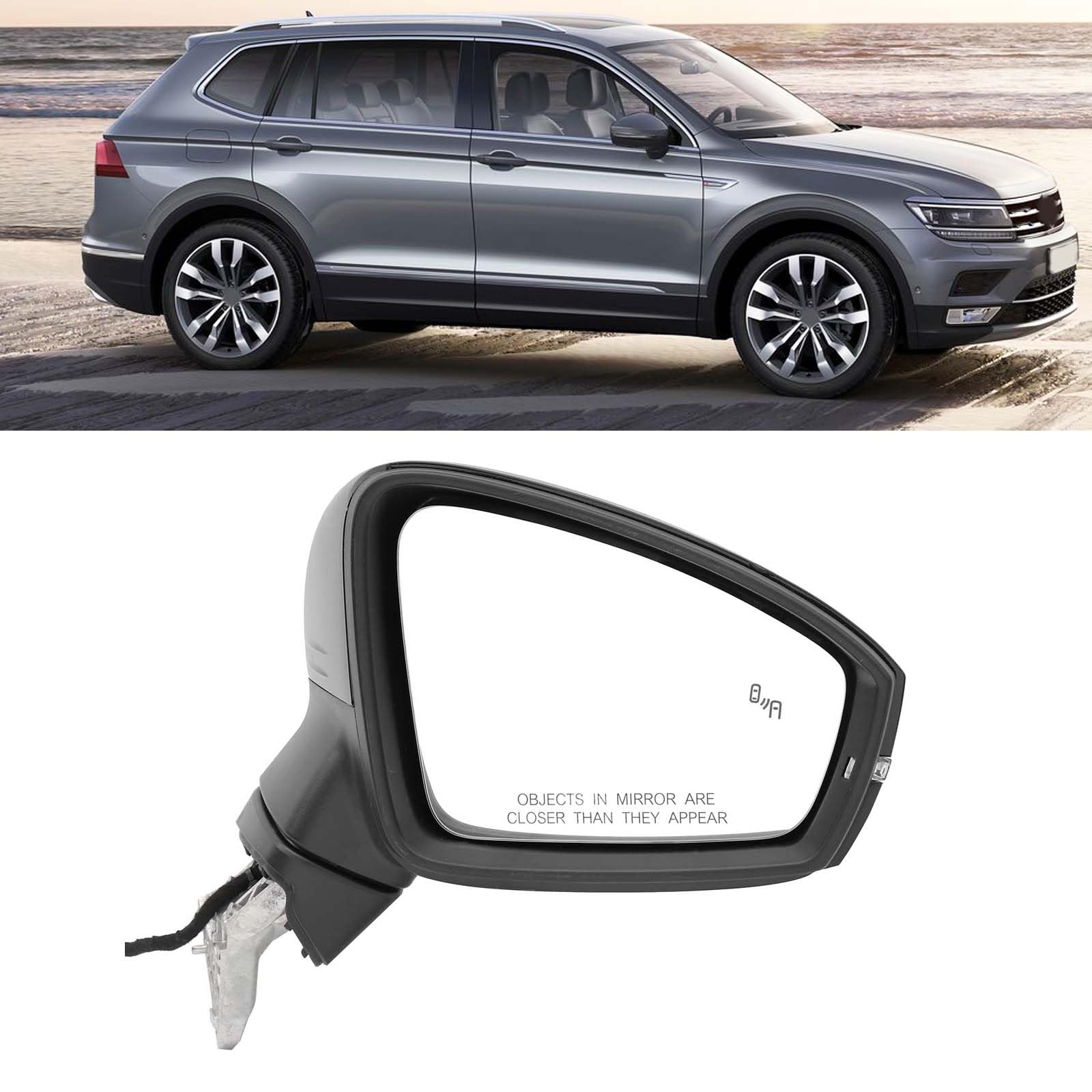 2016 Vw Tiguan Driver Side Mirror Mirror Compatible With 2009-2017 Volkswagen Tiguan Right Passenger Side Heated In-housing Signal Light Paintable Kool-Vue Rear View Mirror Replacement - Foto 14