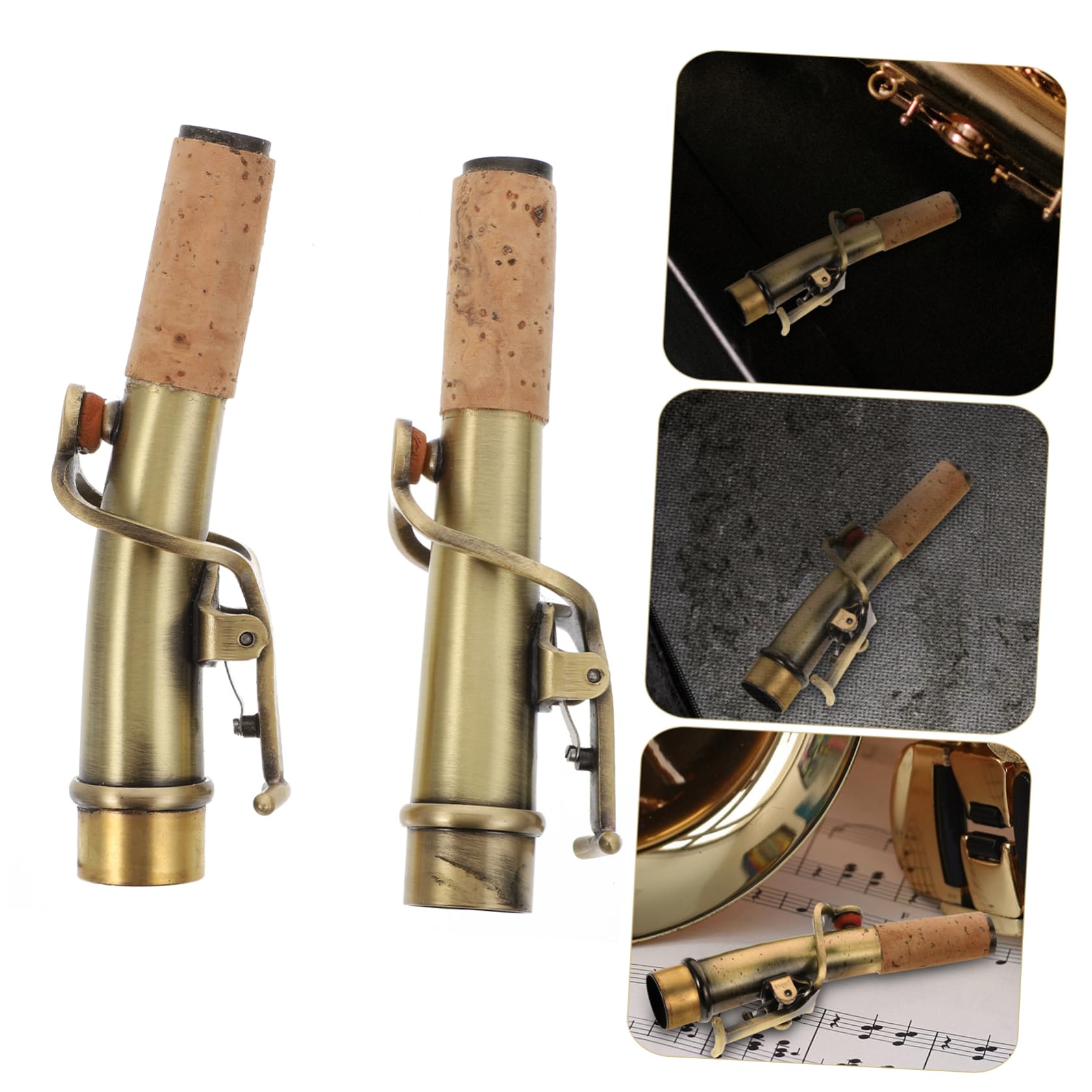 Manche Droit de Saxophone en Bronze Rétro, Lot de 2 Pièces