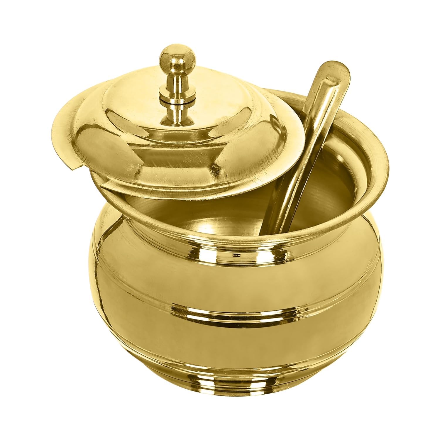 Shri Sai ENTERPRISES Brass Container Set Premium Design Highly Durable With Spoon, Kitchen Multipurpose Ghee Storing Pot Daily Essential (Round Polished) (B0D9BVQLP1) Amazon Price History, Amazon Price Tracker