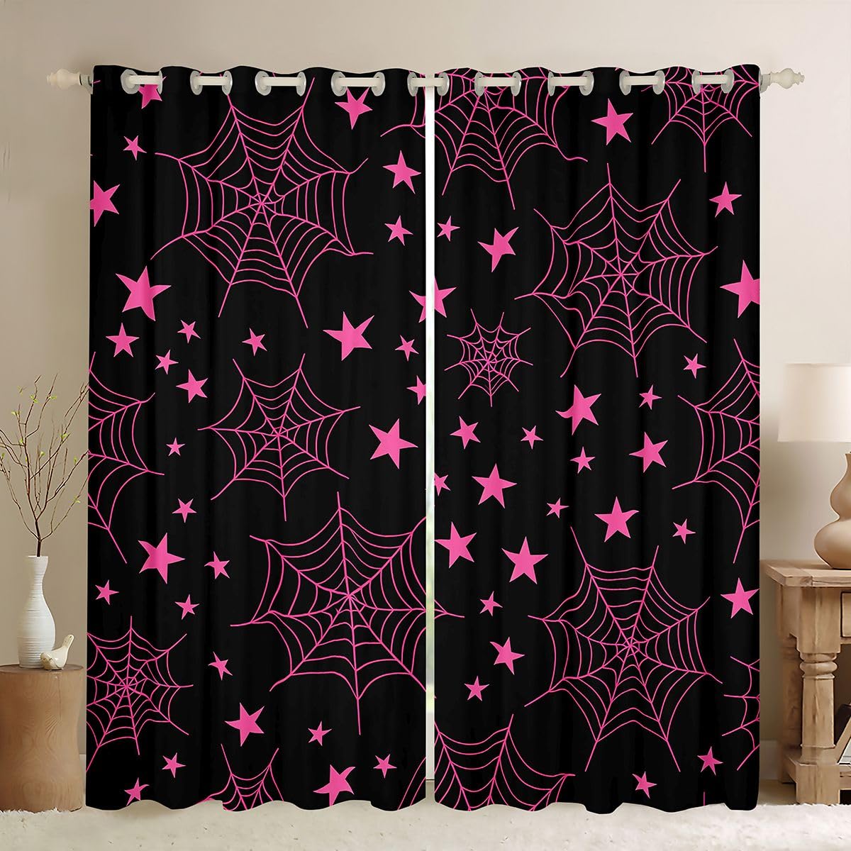 Homewish Tende oscuranti con ragnatela di Halloween, 168 x 228 cm