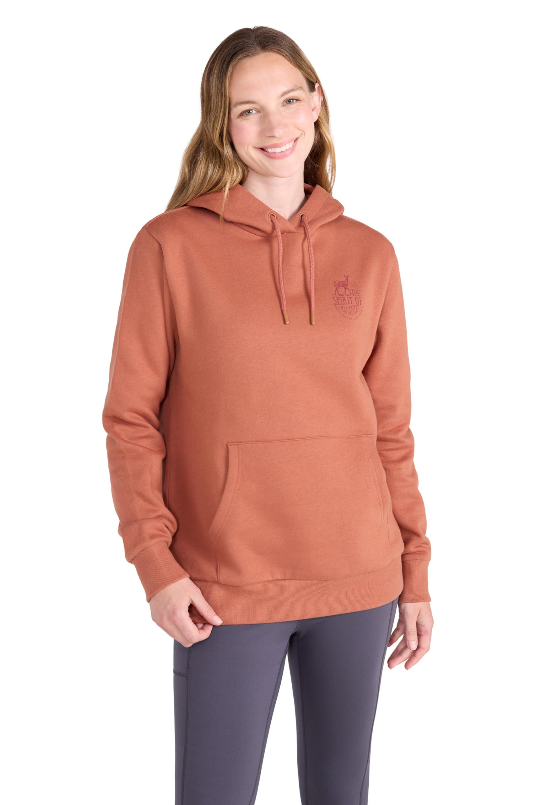 Mountain Warehouse Women's Terracotta 'Spirit Of Adventure' Adjustable Hood Warm Printed Regular Fit Hoodie In | Size: 14