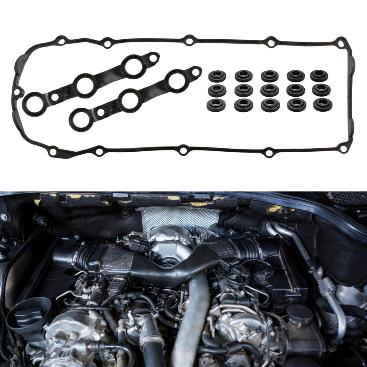 11129070990 Juego de Juntas de Tapa de válvulas, Juego de Juntas de Tapa de balancines, Juego de Sellos de Pernos de Goma para BMW Serie 3 5 X3 X5 E36 E46 E39 E83