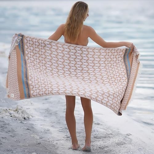 Miniatura 13 de BAGNO MILANO Toallas de playa de algodón turco orgánico, suaves, de secado rápido, de gran tamaño, para playa, yoga, spa, piscina