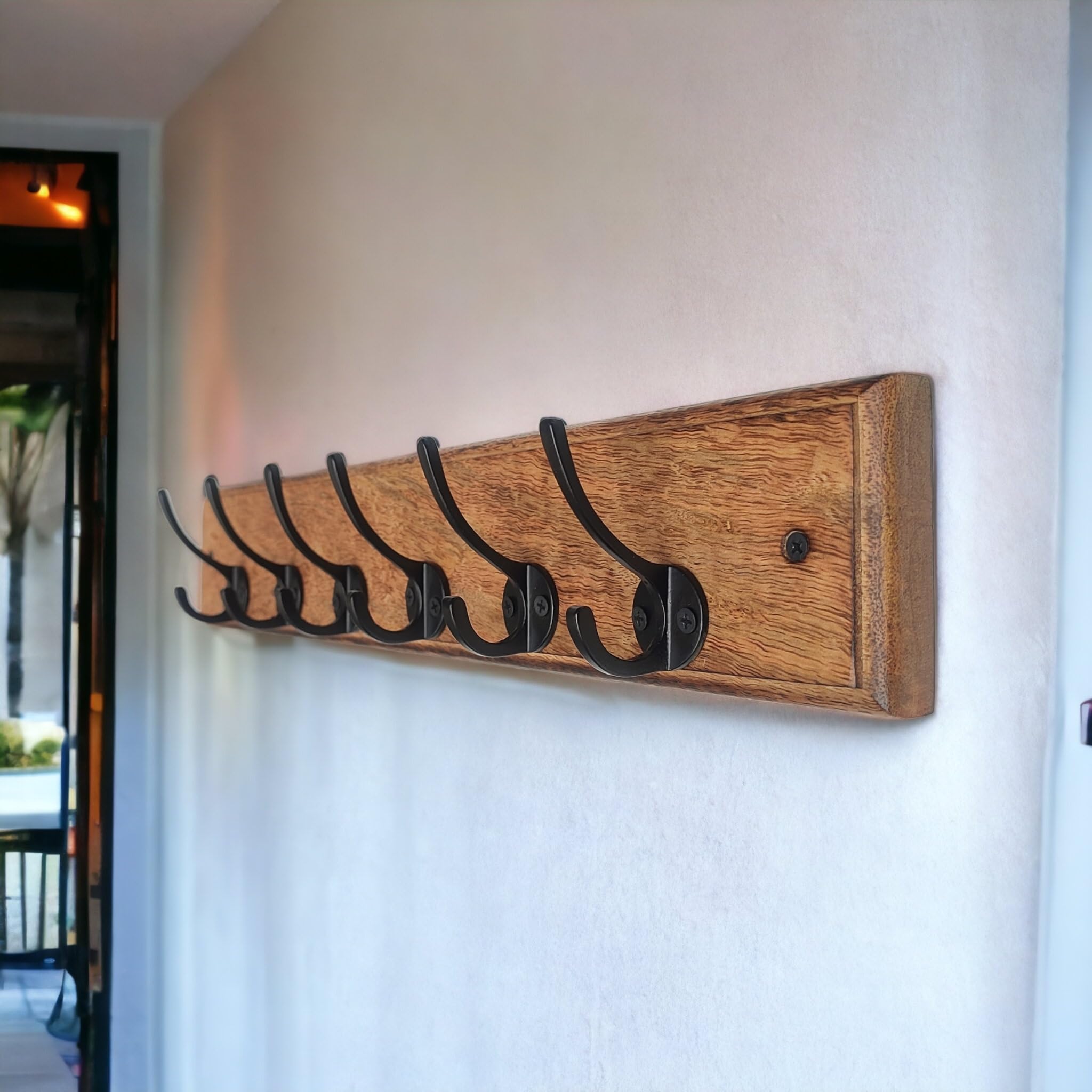 Born Stuff Wooden Wall Hooks for Home Storage, Hanging Clothes Towel and Other Hanging Items (Size-20×3.5 inch) Mango Wood (Single)-image-27