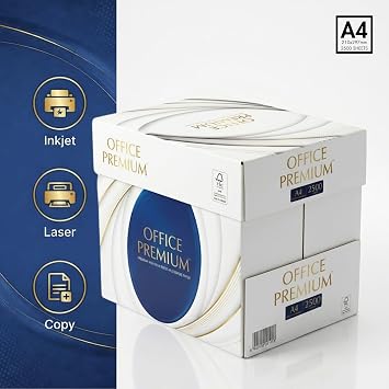 Office Premium A4 Multipurpose Printer Copier Paper – 2500 Sheets (5 x 500), White BOX, Compatible Printing Paper for Laser, Inkjet, Copy & Fax, Printer Paper A4 White, Printer Paper for Home & Office