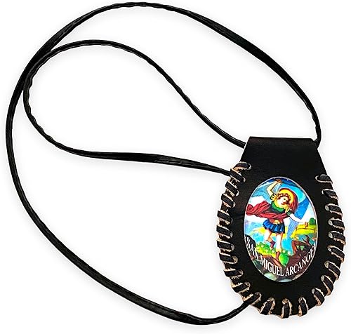 Miniatura 2 de San Miguel Arcángel Escapulario Negro Collar Escapulario Negro San Miguel Arcángel Regalo religioso, Cuero, No es una piedra preciosa