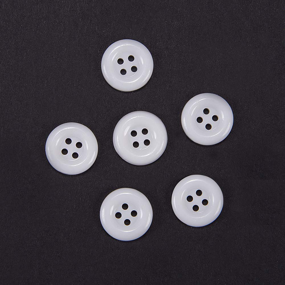 NBEADS 1000 Bottoni Acrilici Piatti Rotondi 12mm Bianchi - Per Cucito, Fai Da Te, Card Making E Vestiti