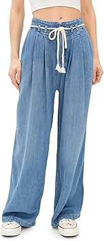 Free People Women's Dakota Cinched Pull On Pants, Vine, Blue, L at