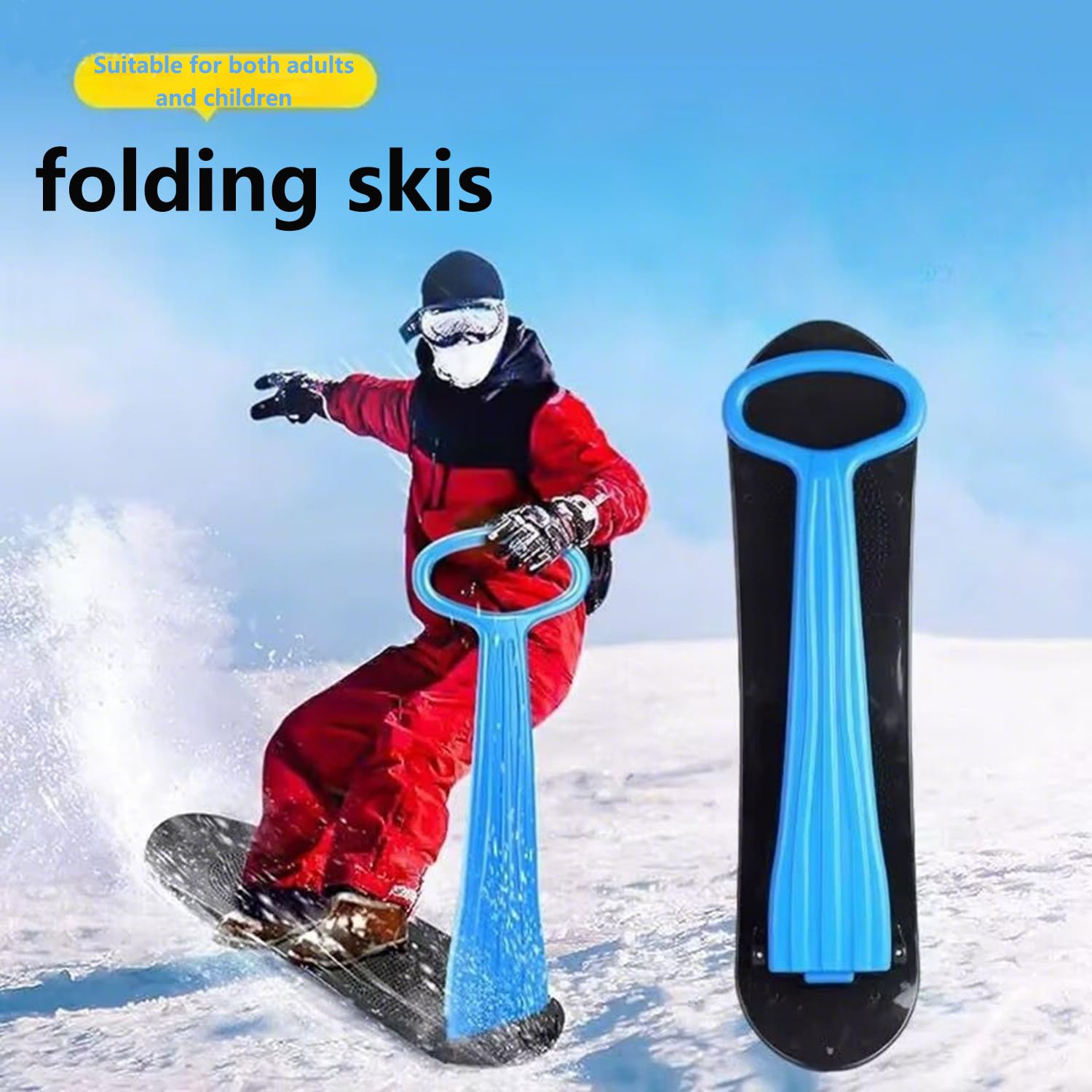 Bob Schlitten, robuster Kunststoffrodel Mit Brems, Kinderschlitten, Einfacher Steuerung Zipfelbob, Zusammenklappbare, Bis 100Kg Belastbar, Für Kinder Und Erwachsene, Outdoor Wintersport