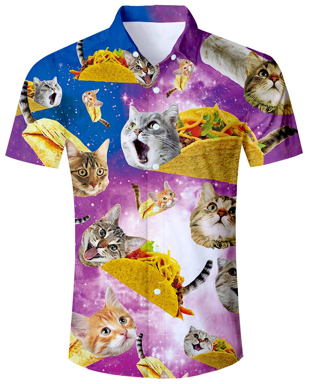 ALISISTERMen's Novelty Button Down Dress Shirts 3D Pattern Summer Hawaiian Tops