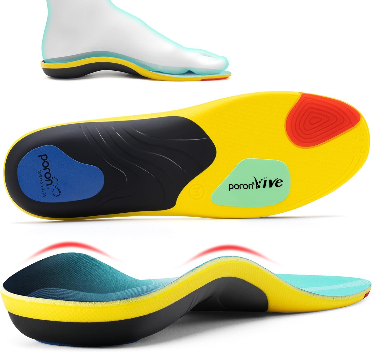 TANSTCArch Support Plantar Fasciitis Insoles for Men and Women - Orthotic Support Shoe Inserts for Flat Feet - Comfort Shoe Insoles Absorb Shock Unisex for Work Boot Daily Use,Lake Blue,M