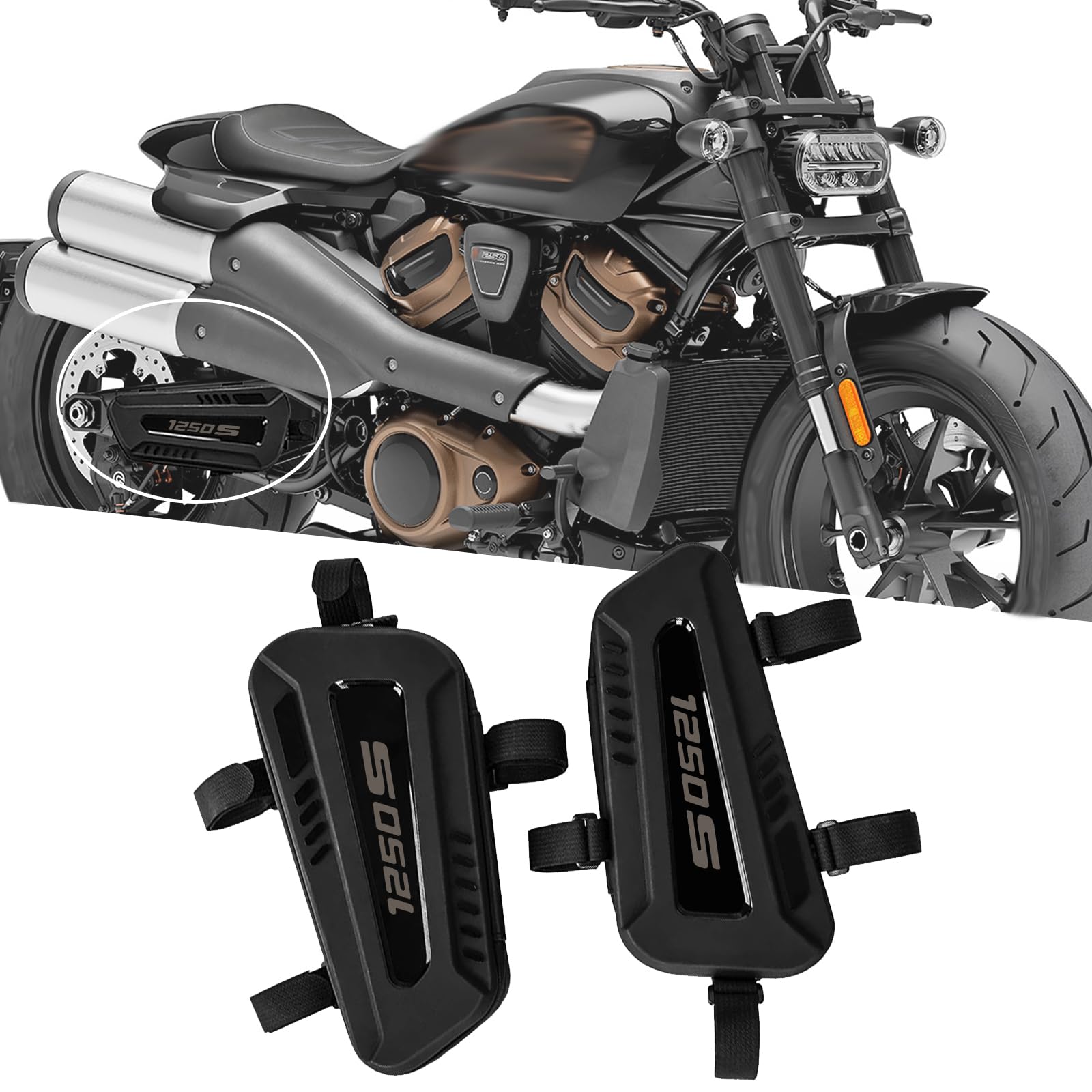 For Sportster S 1250 RH 1250S RH1250S Motorcycle waterproof saddle bag triangular hard shell side bag left and right two 2L large capacity storage bag (1250 (with logo))