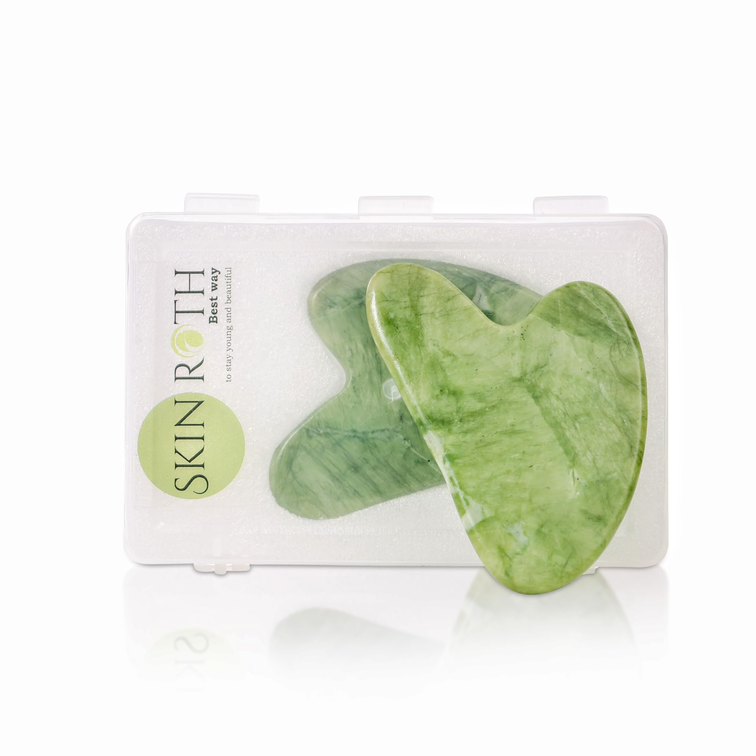 Grade-A+ Pure Jade Stone Gua Sha Massage Tool, Gua Sha Tool For Face, Natural Jade Stone Guasha Board, Jawline Sculptor, Face Sculpting Tool Handheld Massager, (Green)