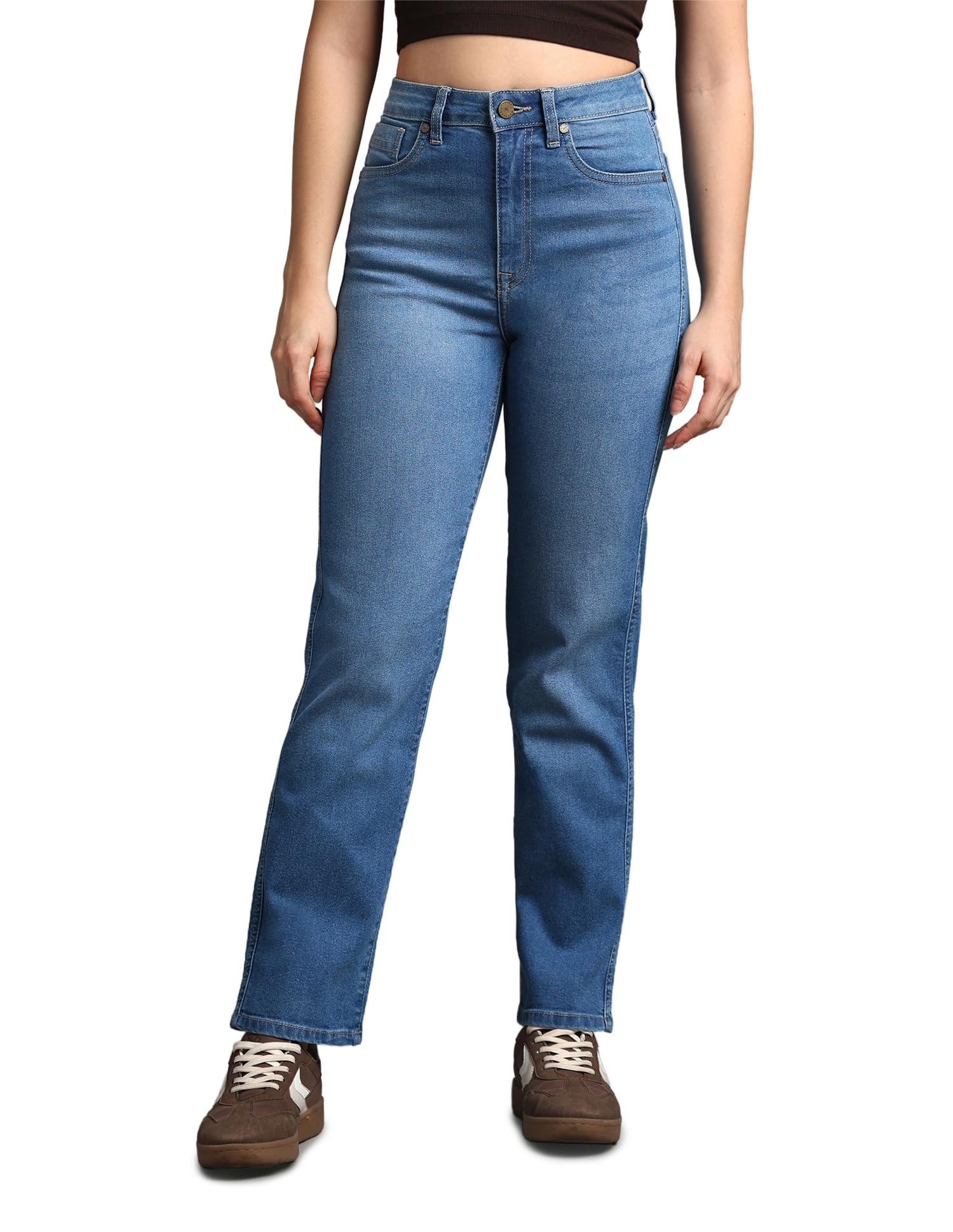 flying machine Women's Straight Fit Jeans| Solid | High Rise | Stretchable | Jeans for Woman-picture-18