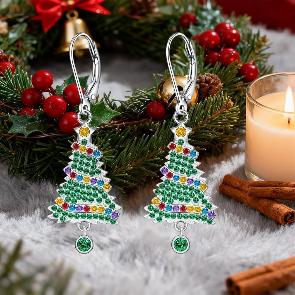 Christmas Tree Earrings for Women Sterling Silver Holiday Christmas Earrings Jewelry Gifts for Women - Image 7