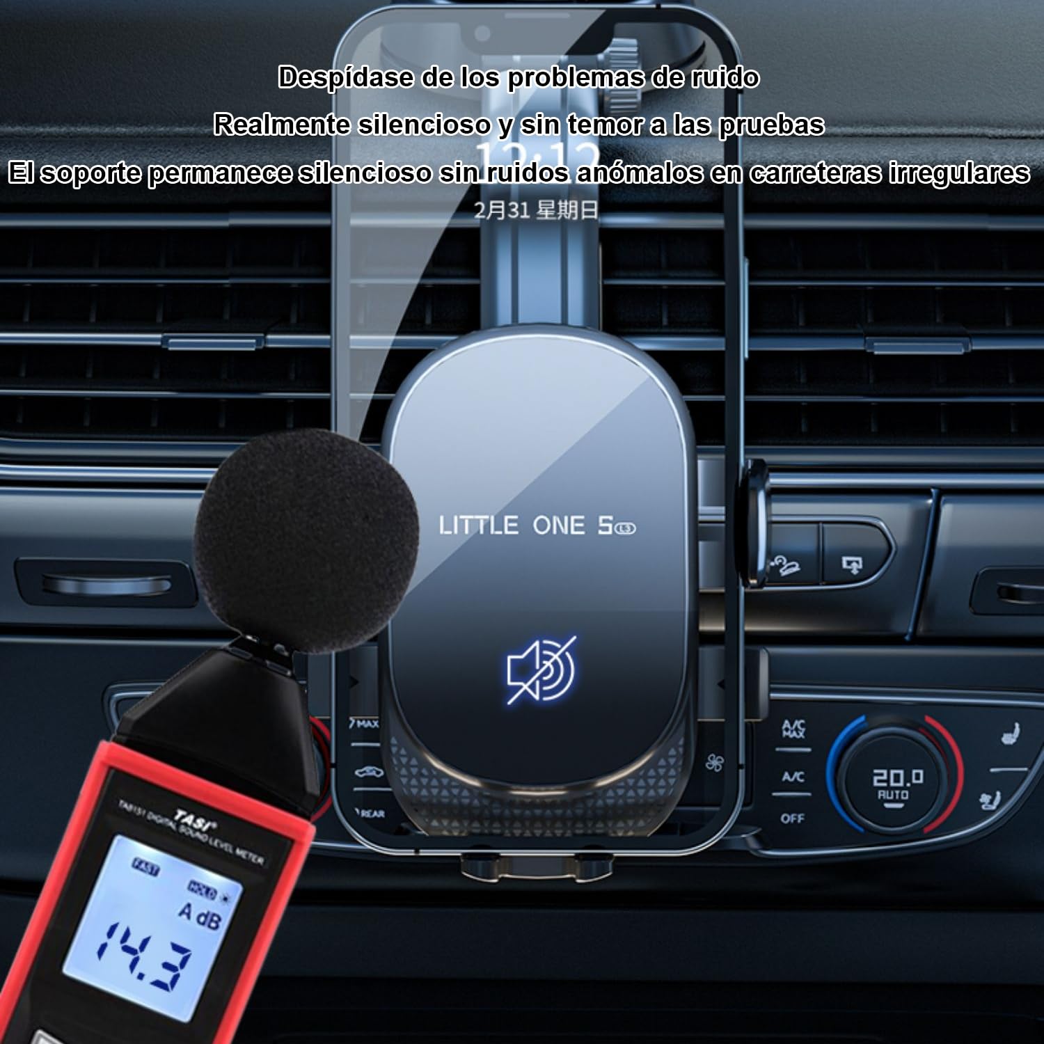 Soporte Movil Coche para Volkswagen ID.7 Accesorios [Solo Compatible con VW ID7, años 2023-2025] Rotativo 360°、Operación con una Mano、Fácil de Instalar