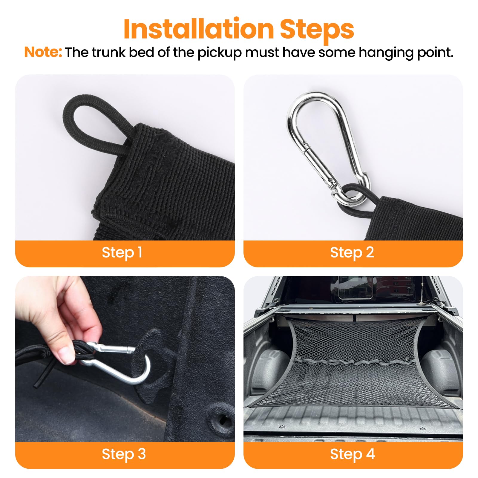 Rete elastica a doppio strato, organizer per pickup, adatta per carichi leggeri quotidiani di camion, fino a 2 elastici da 1,2 x 1,2 m fino a 1,2 x 1,8 m