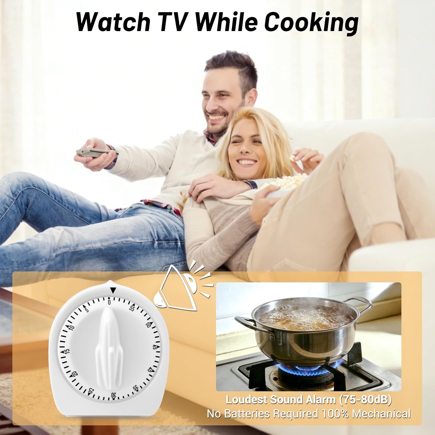 Visual Mechanical Timer, 60-Minute Wind Up Kitchen & Classroom Timer