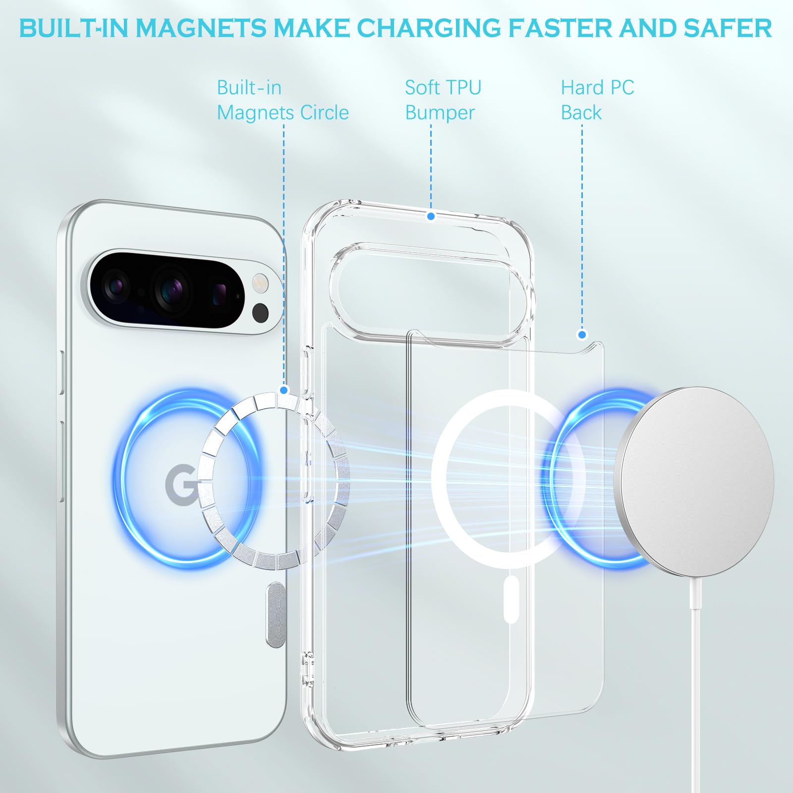 YINLAI Cover Trasparente Google Pixel 9 Pro Con MagSafe – Antigiallo E Antiurto