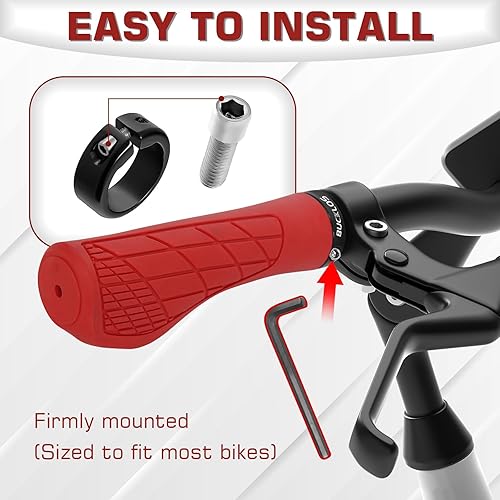Vista 36 de BUCKLOS Empuñaduras de manillar de bicicleta con bloqueo único, mango ergonómico antideslizante para bicicleta de montaña, mango antideslizante