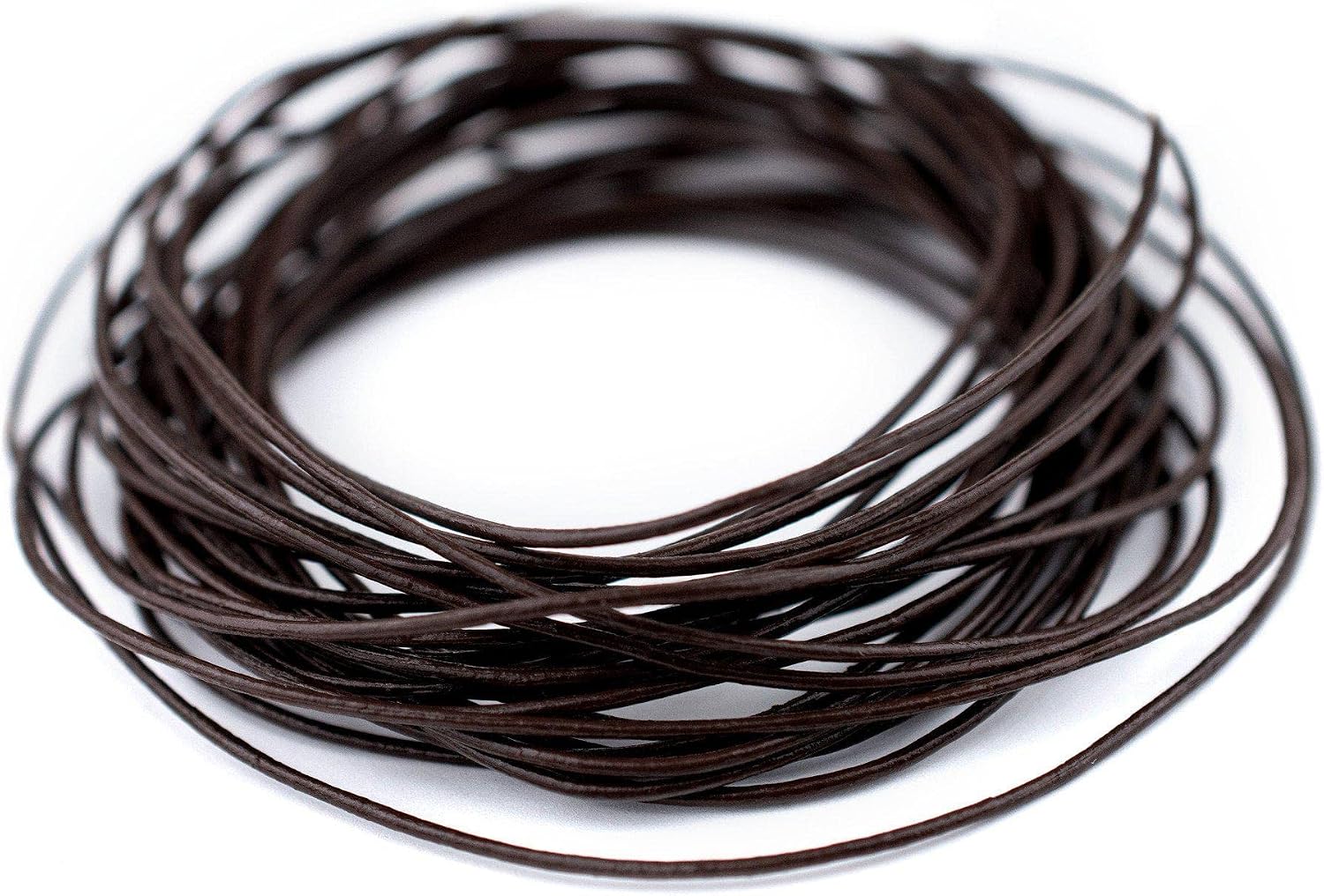 The Bead Chest 0.8mm Dark Brown Round Leather Cord (15ft)