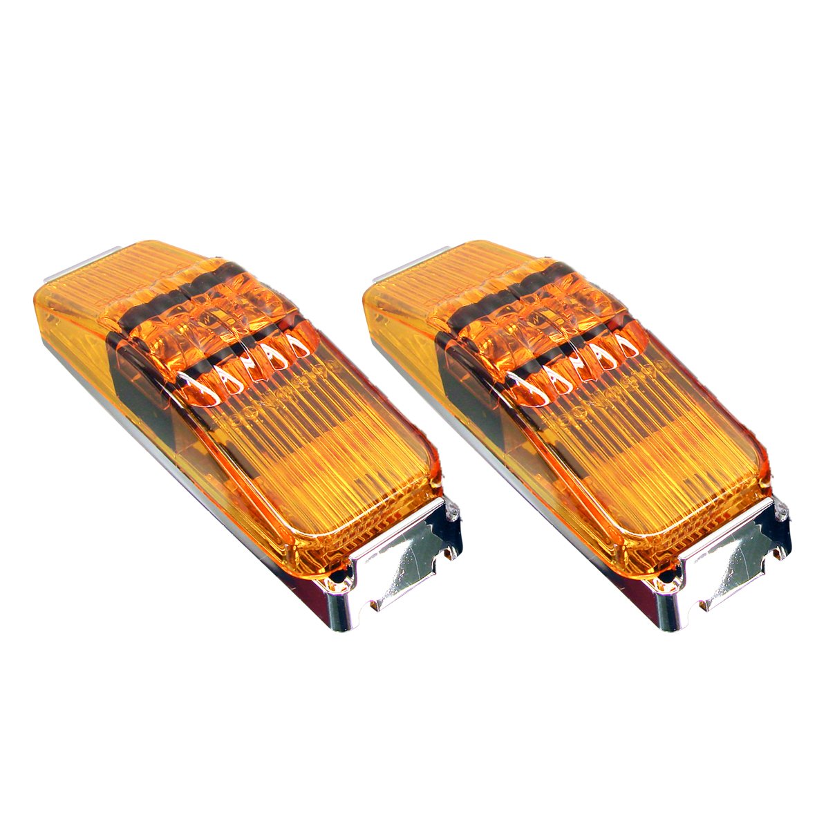 TecNiq, Inc Pair of USA Made - Amber LED Clearance Side Marker Light 1x4 Camper/Trailer Truck (with Chrome mounting bases)