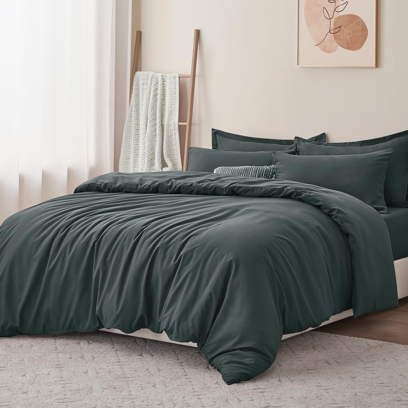RUIKASI Set Copripiumino Matrimoniale 250x200 - Monocromatico 3 Pezzi Copripiumino Set di Due Federe 50x80 cm inclusi, Microfibra, Facile Da Gestire e Morbida, Grigio Scuro