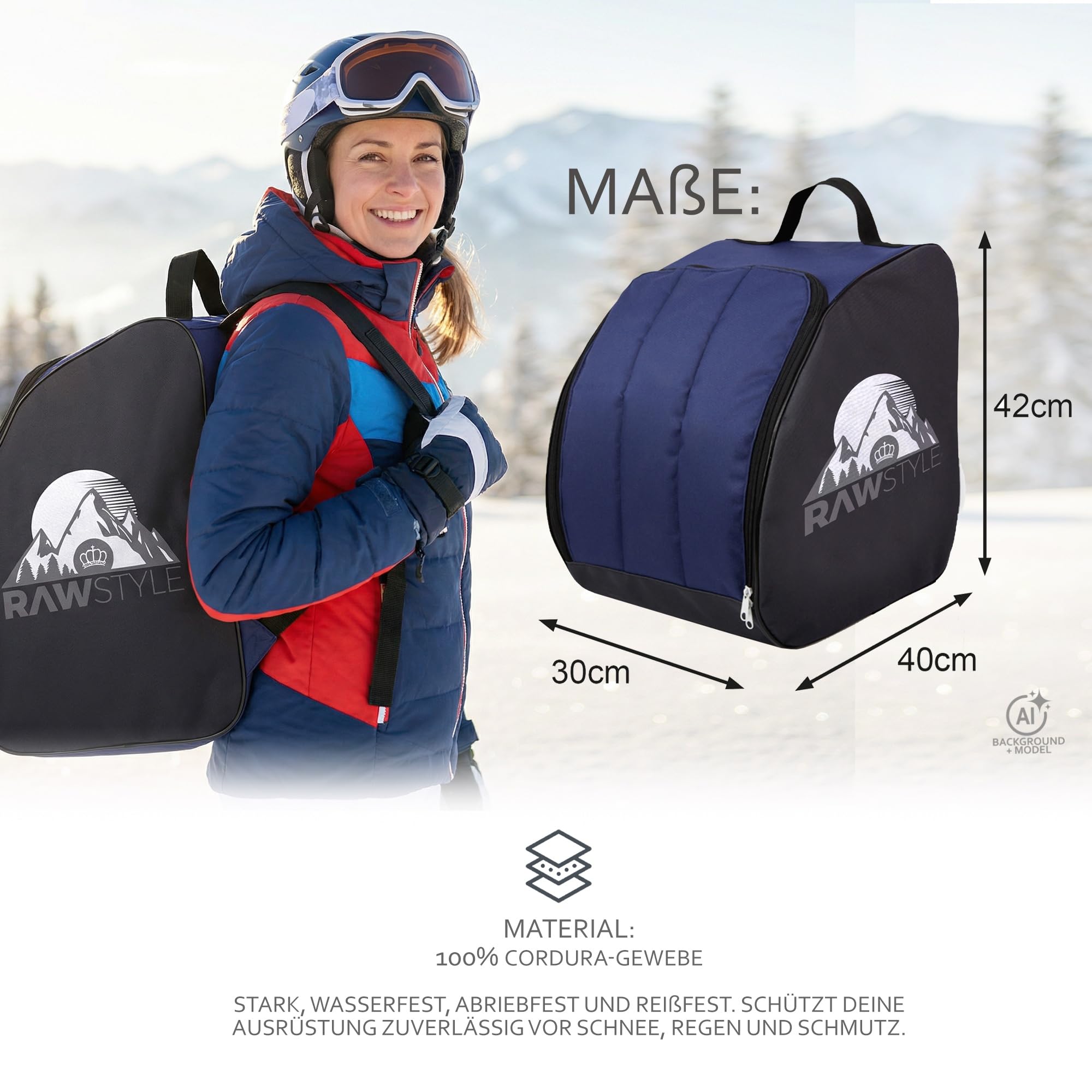Rawstyle Sac à chaussures de ski - Sac à dos pour chaussures de ski - Sac à dos pour casque - Bottes souples et rigides - Modèle 2