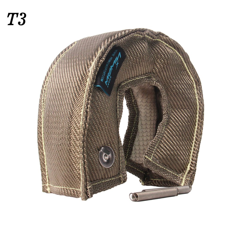 HiwowSport FireShield Titanium Turbo Blanket for T3 Cover for Turbocharger Heat Shield Cover with Fastener Springs for T3
