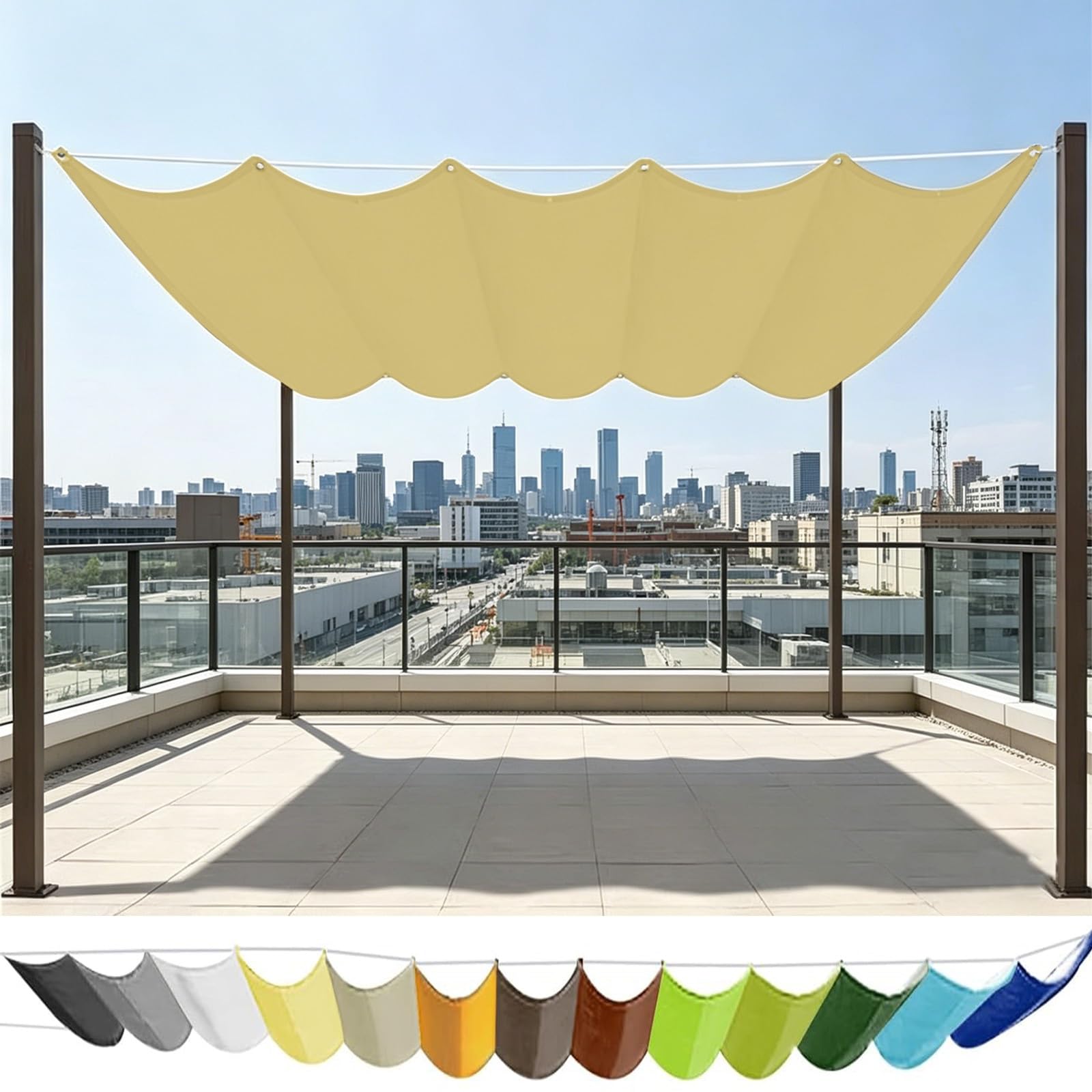 Toile tendue rétractable 360x1000cm pour ombrager le patio et créer un salon d'été au frais