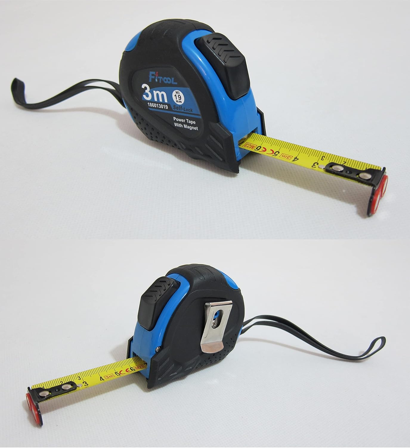 Self Lock Power Tape Measure, Metric, Retractable, Magnetic Hook, Shock Absorbent Rubber Case for Construction，Surveyor, Auto-lock Professional Measuring Tape 19mm x 3M