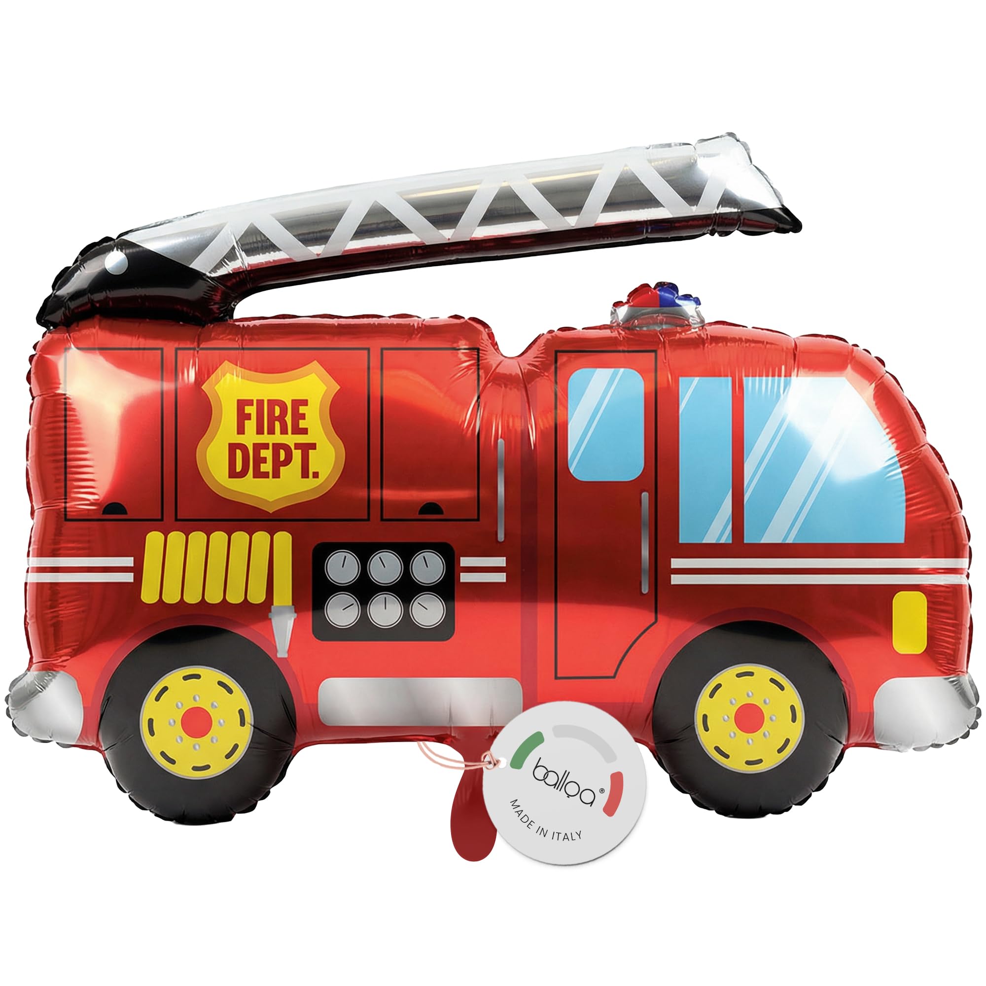 balloa Folienballon XXL Feuerwehr, Helium Ballon Feuerwehrauto, Luftballon Einsatzfahrzeug für Party, Partydeko Geburtstag, Geschenk zum Kindergeburtstag Junge Mädchen, Feuerwehrballon, 79cm