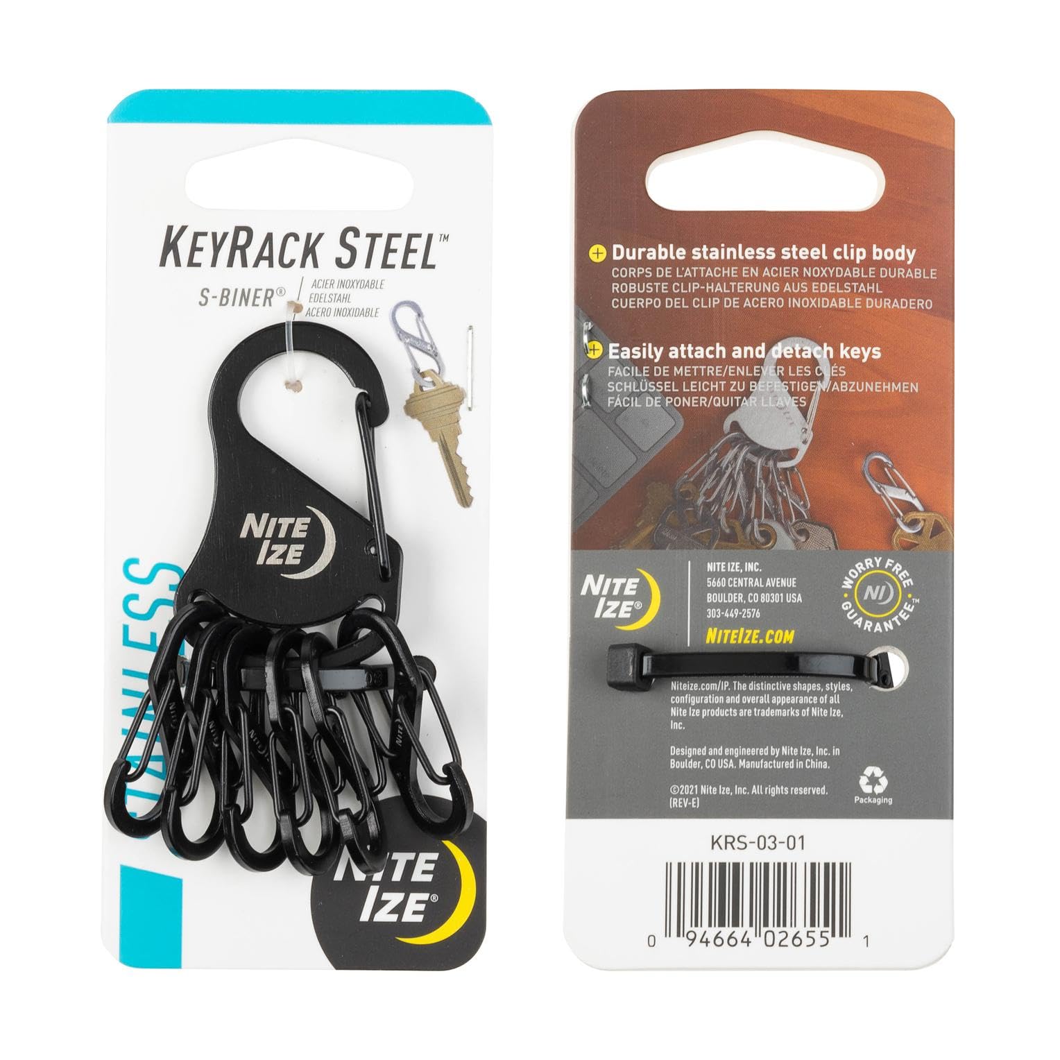 Nite IZE KeyRack - Portachiavi a scatto con moschettone